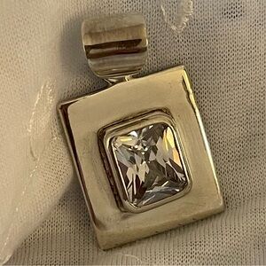 Beautiful Vintage Silpada square large CZ pendant. Heavy.